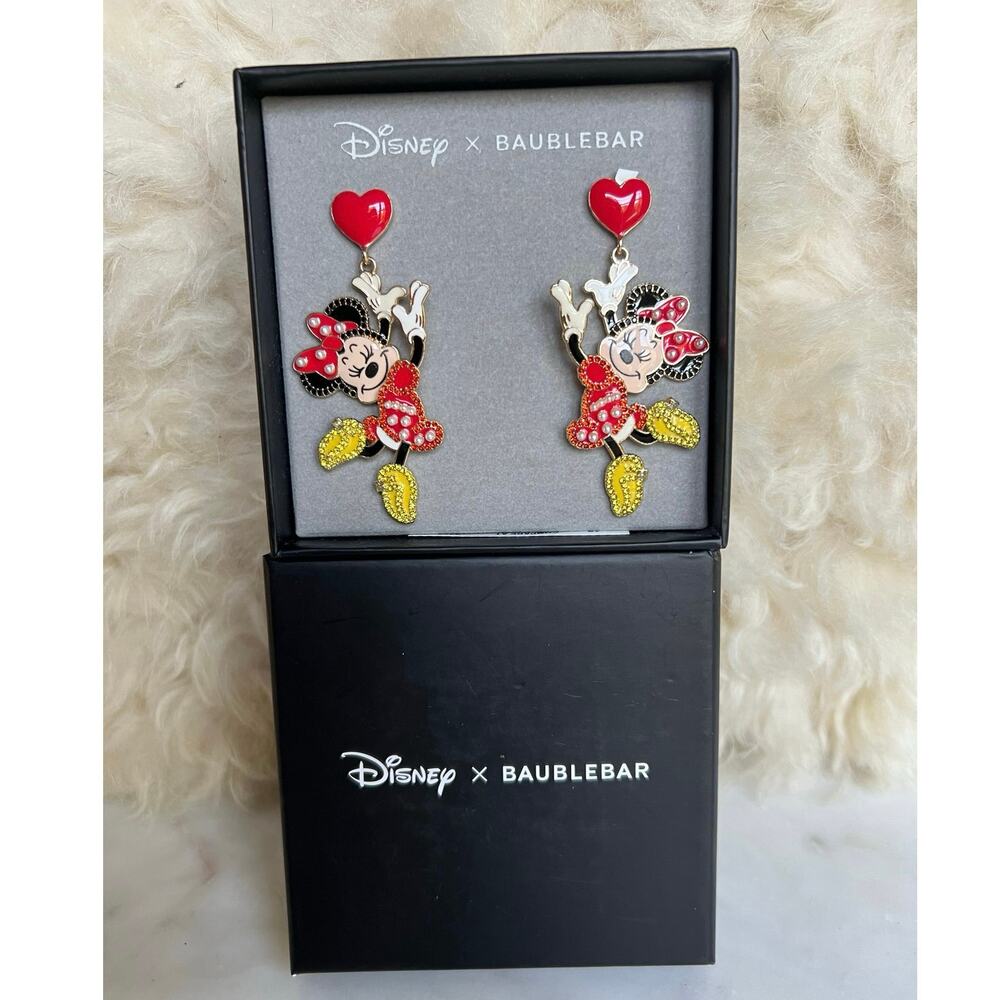Disney x Baublebar Minnie Mouse Statement Heart Drop Dangle Earrings